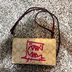 Coach Signature Guangyu Rexy Anna Coated Canvas / Leather Shoulder Bag